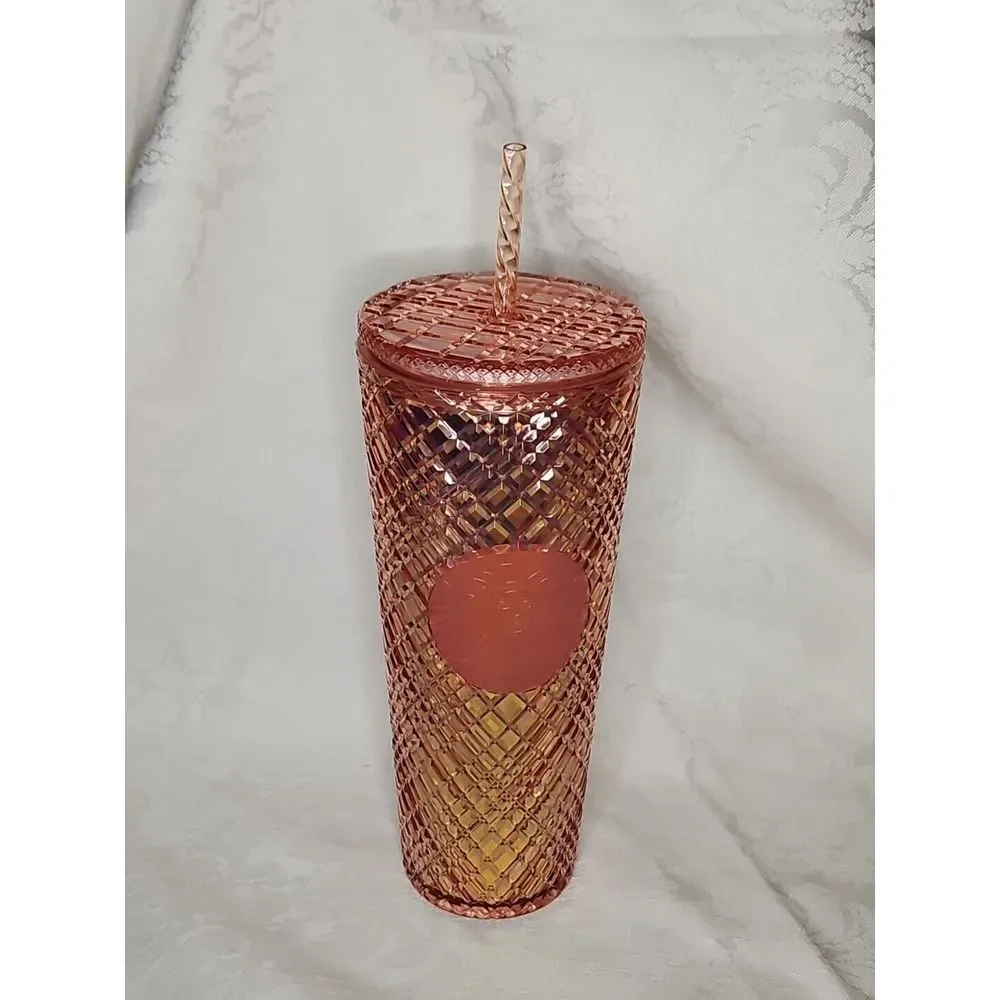 Starbucks 2021 Winter Holiday Jeweled Tumbler Cold Cup 24oz Rose Gold Venti - Picture 2 of 8